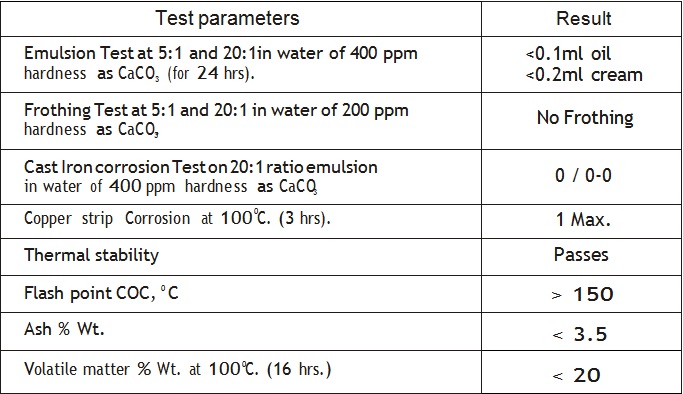 EMULSIFIER FOR CUTTING OIL parameter test